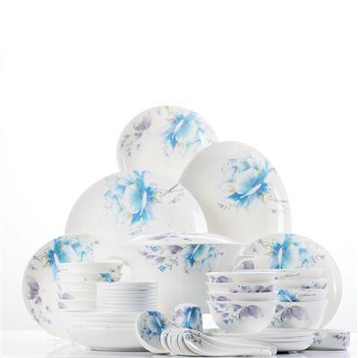 美女插鸡视频48头聆听花开骨瓷礼品餐具套装